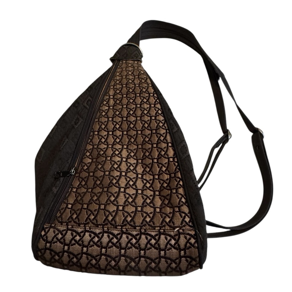 High End Designer Danny K Beverly Hills CA Gold Brown Crossbody Backpack Bag